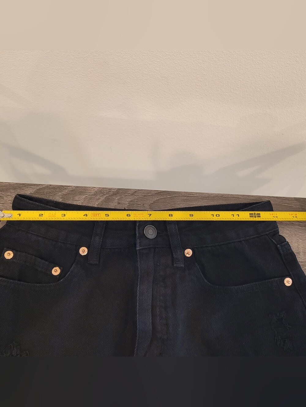 Signature8 Black Distressed Denim Jean Short Size S - Picture 7 of 9